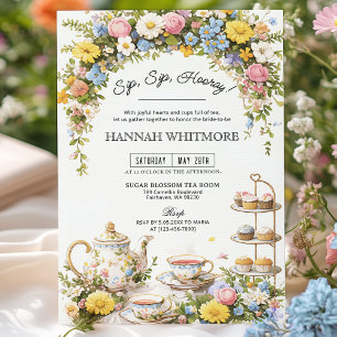 Colourful Wildflower Tea Party Bridal Shower Invitation