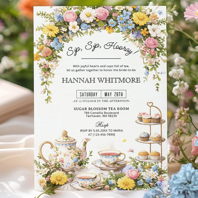 Colourful Wildflower Tea Party Bridal Shower  Invitation (Creator Uploaded)
