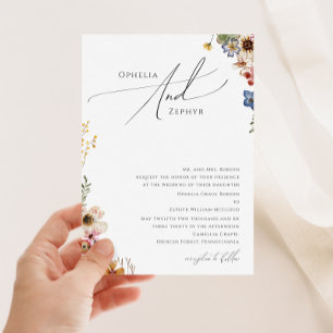 Colourful Wildflower   Traditional Garden Wedding Invitation