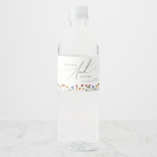 Colourful Wildflower Water Bottle Label