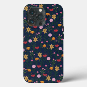 Colourful Wildflower Watercolor Blue Design iPhone 13 Pro Case