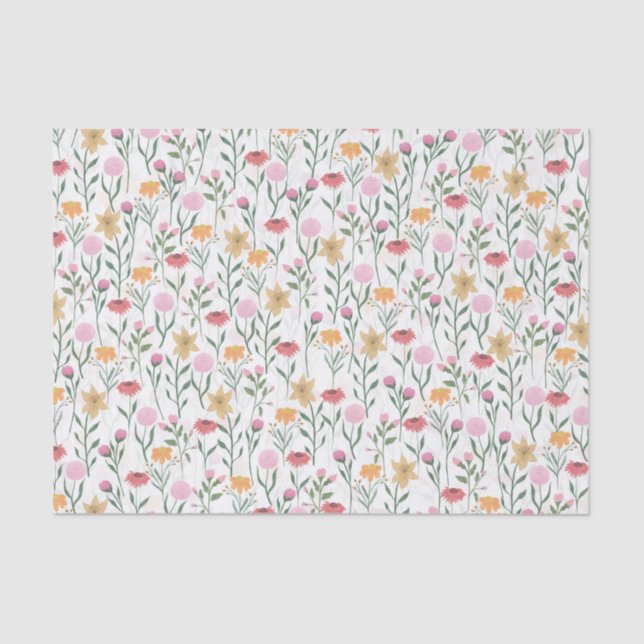 Colourful Wildflower Watercolor Design Tissue Paper (Front)