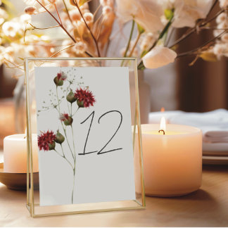 Colourful Wildflower Watercolor  Floral Table Number