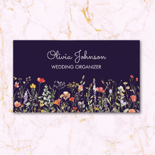 Colourful Wildflower Watercolor Summer Floral Business Card