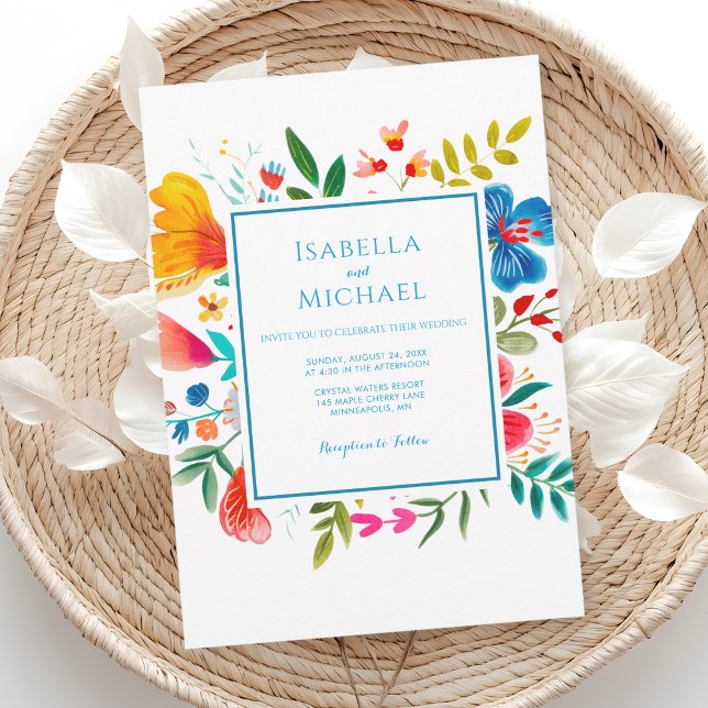 Colourful Wildflower Watercolor Wedding Invitation (Creator Uploaded)