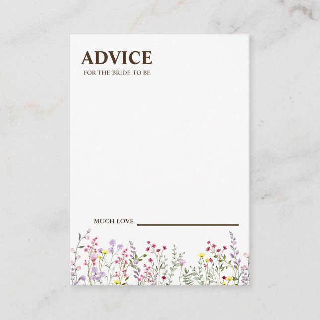 Colourful Wildflower Wedding Advice Card (Front)