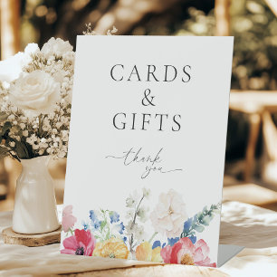 Colourful Wildflower Wedding Cards and Gifts Pedestal Sign
