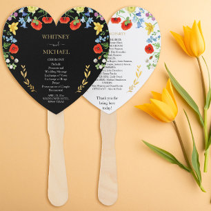 Colourful Wildflower Wedding  Ceremony Program Hand Fan
