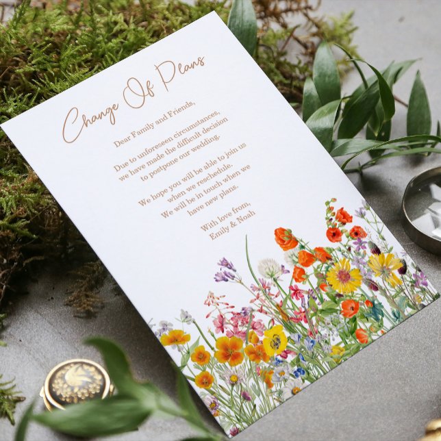 Colourful Wildflower Wedding Change of Plans Announcement (Creator Uploaded)