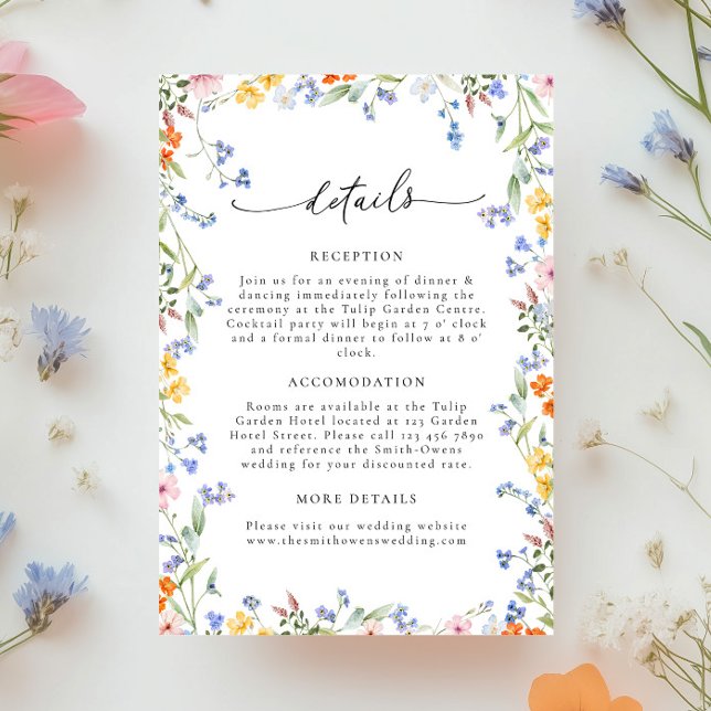 Colourful Wildflower Wedding Details Enclosure Car Card (Creator Uploaded)