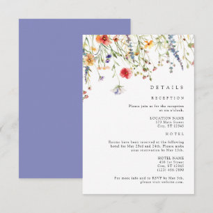 Colourful Wildflower Wedding Details Enclosure Card