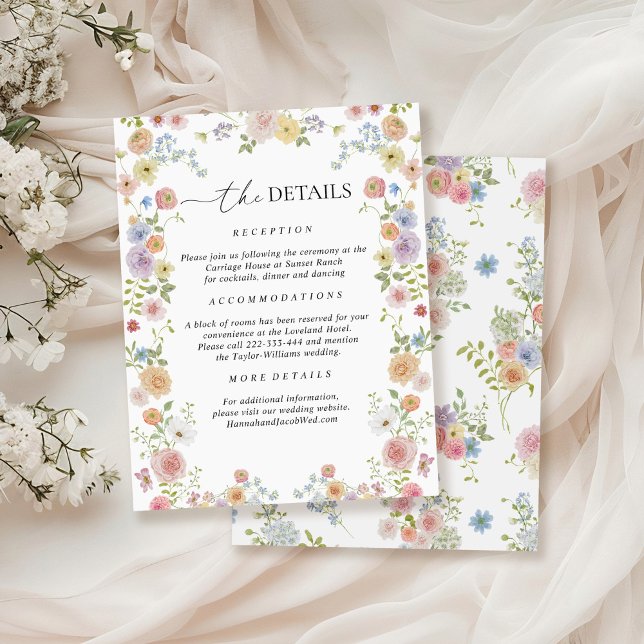 Colourful Wildflower Wedding Details Enclosure Card (Creator Uploaded)
