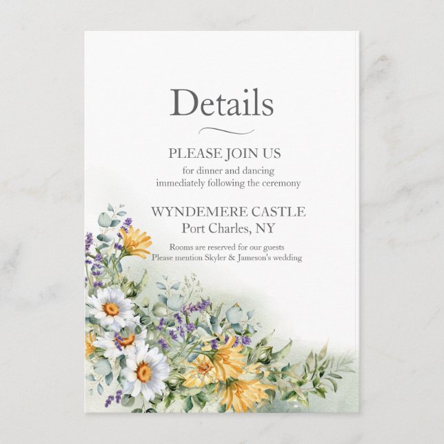 Colourful Wildflower Wedding Enclosure Card (Front)
