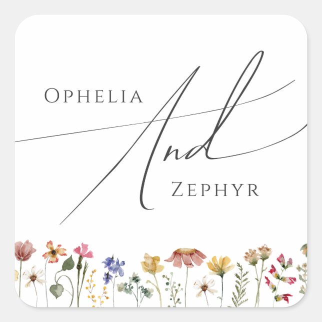 Colourful Wildflower | Wedding Envelope Seals (Front)