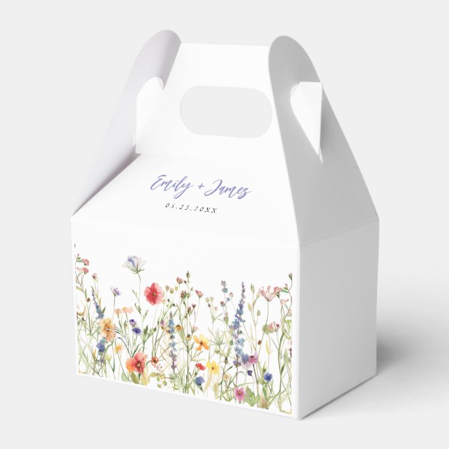 Colourful Wildflower Wedding Favour Box (Front Side)