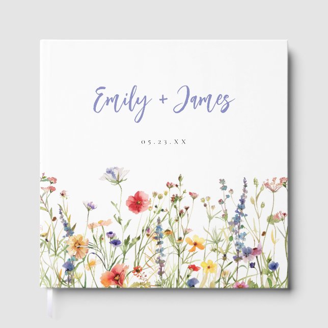 Colourful Wildflower Wedding Guest Book (Front)