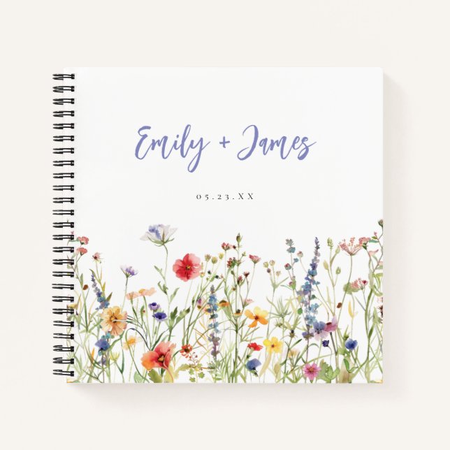 Colourful Wildflower Wedding Guest Book (Front)