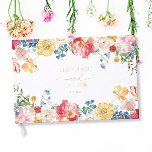 Colourful Wildflower Wedding  Guest Book