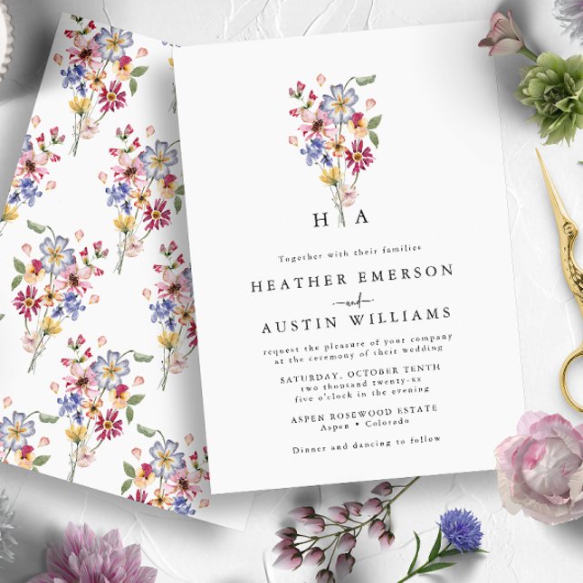 Colourful Wildflower Wedding Invitation (Colorful Wildflower Wedding Invitation
)