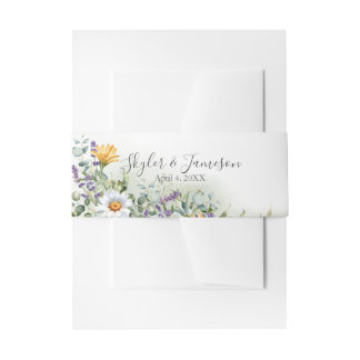 Colourful Wildflower Wedding Invitation Belly Band