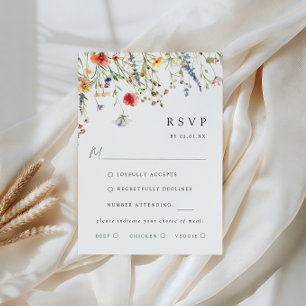 Colourful Wildflower Wedding Meal Choice RSVP Card