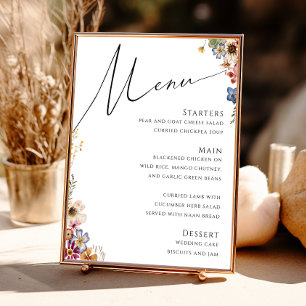Colourful Wildflower   Wedding Menu Sign