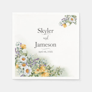 Colourful Wildflower Wedding Napkin