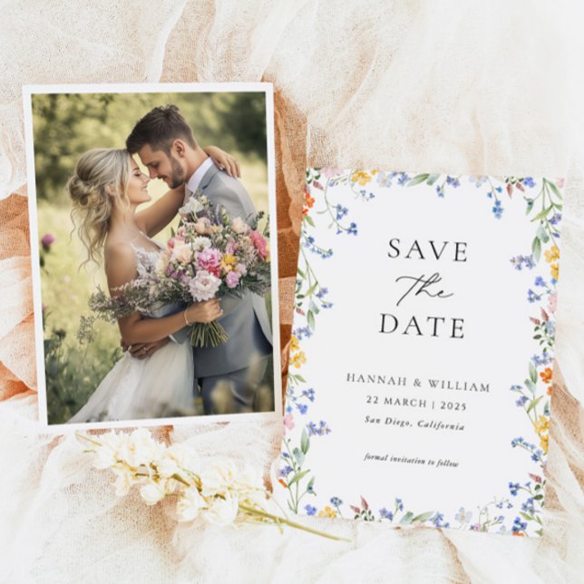 Colourful Wildflower Wedding Photo Save The Date (Creator Uploaded)