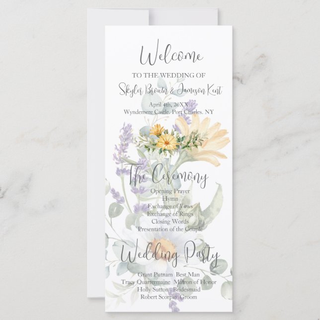 Colourful Wildflower Wedding Program (Front)