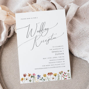 Colourful Wildflower   Wedding Reception Invitation
