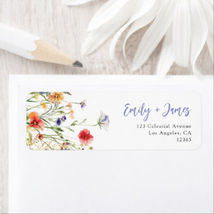 Colourful Wildflower Wedding Return Address Label