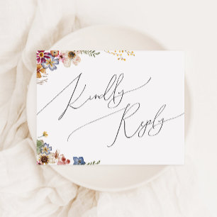 Colourful Wildflower   Wedding RSVP Postcard