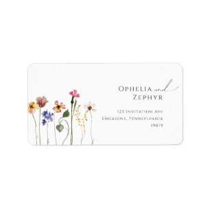 Colourful Wildflower Wedding RSVP Return Address Label