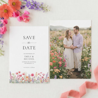 Colourful Wildflower Wedding Save The Date Card