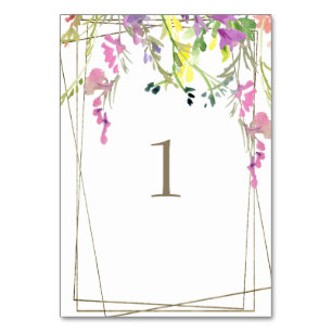 Colourful Wildflower Wedding Table Number
