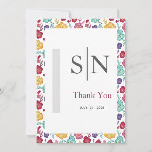 Colourful Wildflower Wedding Thank You Card