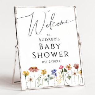 Colourful Wildflower Welcome baby Shower Sign
