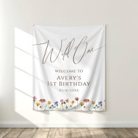 Colourful Wildflower Wild One Birthday Backdrop