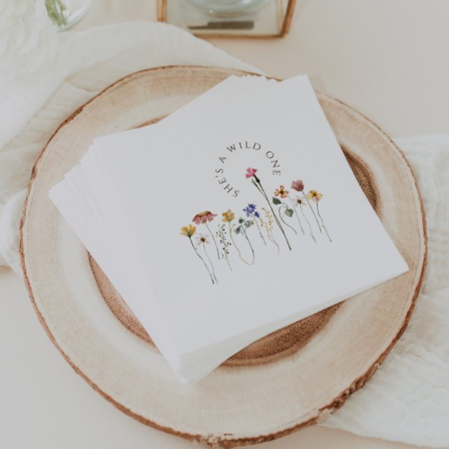 Colourful Wildflower Wild One Birthday Party Napkin (Creator Uploaded)