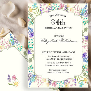 Colourful Wildflowers 84th Birthday Party Invitation