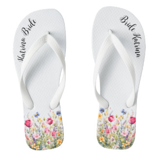Colourful Wildflowers Adult Flip Flops, Wide Strap Jandals