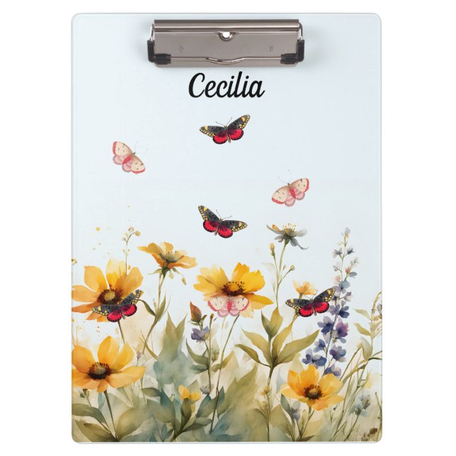 Colourful Wildflowers and Butterflies Clipboard (Front)