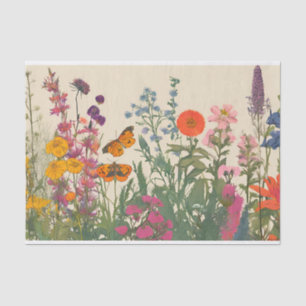 Colourful Wildflowers and Butterflies Tissue Paper