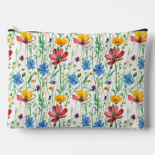 Colourful Wildflowers and Green Grass Accessory Pouch