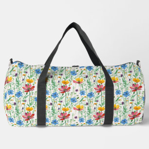 Colourful Wildflowers and Green Grass Duffle Bag