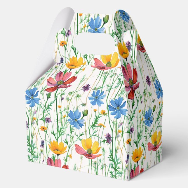 Colourful Wildflowers and Green Grass Favour Box (Front)