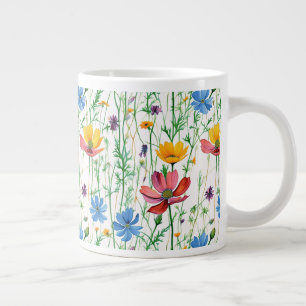 Colourful Wildflowers and Green Grass Large Coffee Mug
