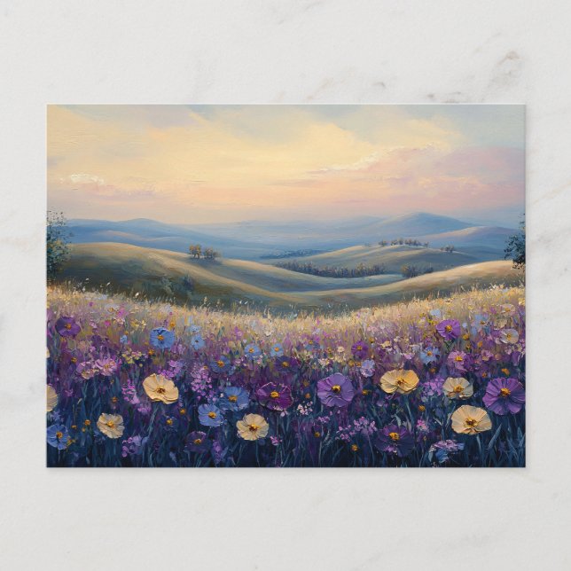 Colourful Wildflowers at Sunset Postcard (Front)