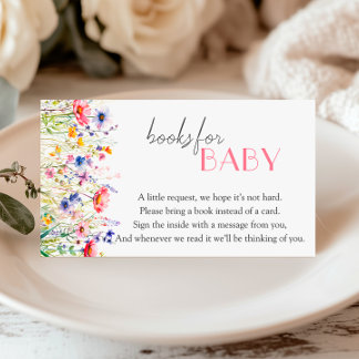 Colourful Wildflowers Baby Shower Books for Baby Enclosure Card