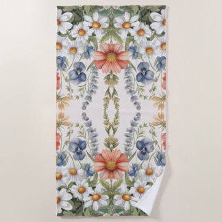 Colourful Wildflowers Beach Towel